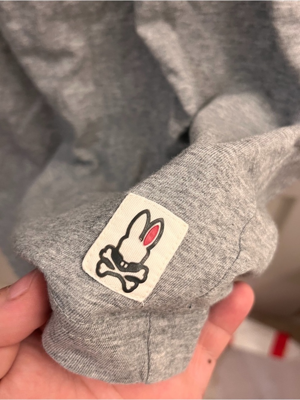 Psycho Bunny Graphic T-Shirt - Gray w/ Burgundy Trim - Bunny & Crossbones - Picture 3 of 4